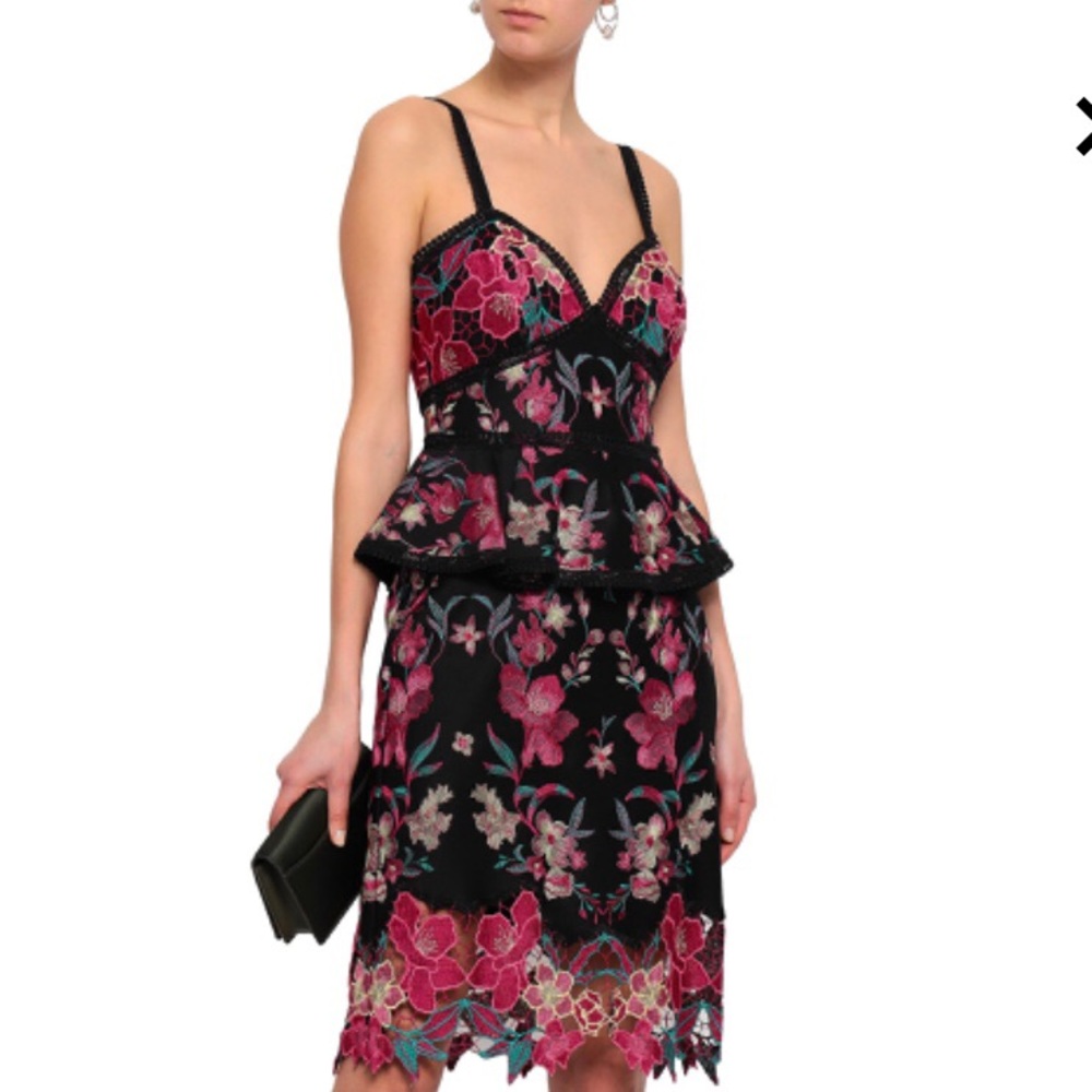 Marchesa black embroidered cocktail dress
